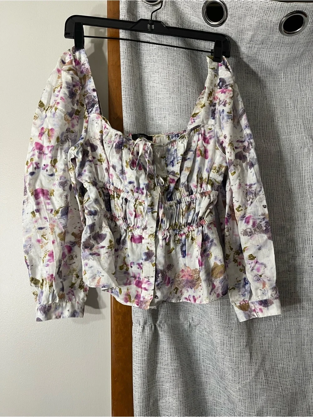 J. Crew x Flora Obscura Cinched Waist Top in Kaleidoscope Floral Puff Sleeves 6
